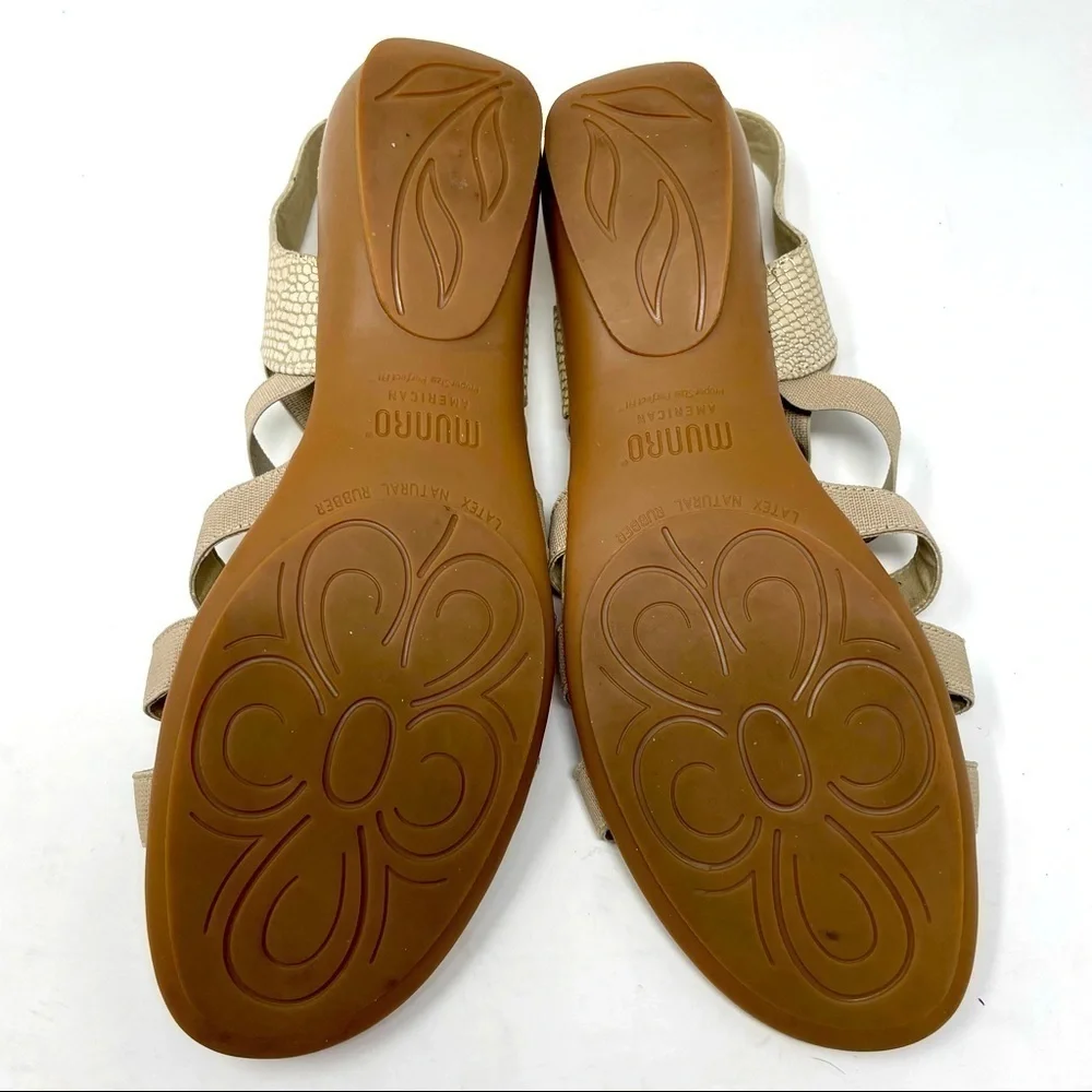 Munro Snakeskin-Look Leather & Elastic Sandals | Size 7.5
